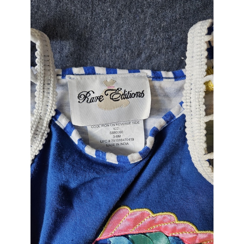 Baby‎ Girls Rare Editions Blue Embroidered Fish Tank 3-6M - Picture 2 of 4